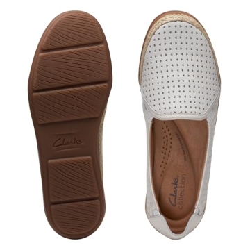 Clarks Elaina Ruby Loafer in White Leather, Size 6.5