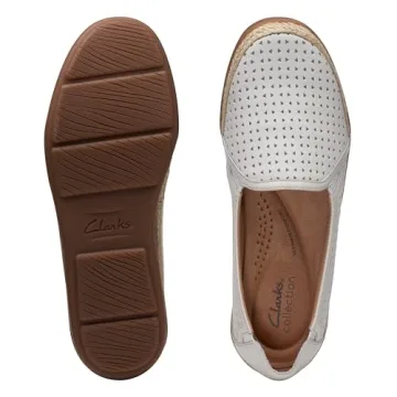 Clarks Elaina Ruby Loafer in White Leather, Size 6.5