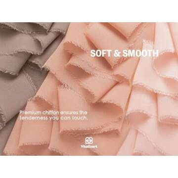 Vitalizart Dusty Rose Handmade Chiffon Silk Ribbon Fringe 1.5" x 21 Yd Frayed Edges Brown Ribbons for Wedding Invitations Bridal Bouquets Gifts Wrapping Crafts Holiday Party Decorations Nude Pink