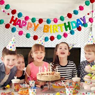 Meygajoe Pre-Strung Happy Birthday Felt Banner