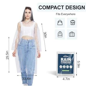 BREENHILL [8 Pack] Disposable Rain Ponchos Family Pack, Emergency Rain Ponchos Drawstring Hood Poncho Raincoat for Children and Adults