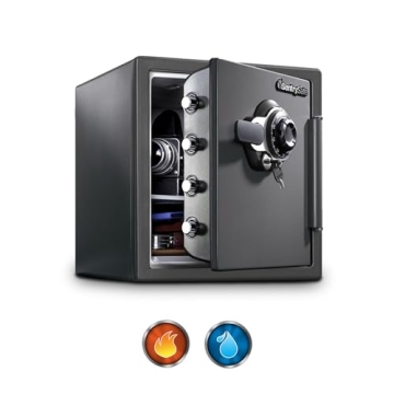 SentrySafe Medium Gray Fireproof & Waterproof Safe Box with Dial Combination, 1.23 Cubic Feet, SFW12...