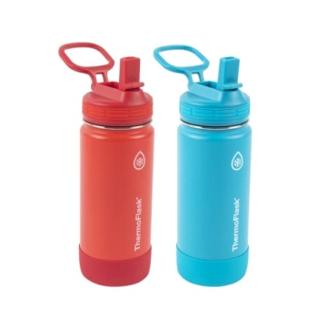 ThermoFlask Kids Bottle with Straw Lid - Durable & Dishwasher-Safe Water Bottles & Lids - Leak-Proof...