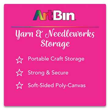 ArtBin 6805SA Yarn Drum, Portable Knitting & Crochet Storage, [1] Poly Canvas Tote Bag, Raspberry