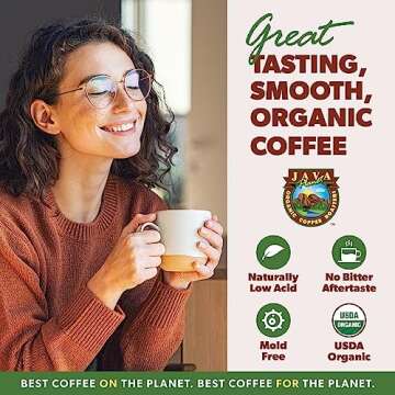 Java Planet Low Acid Coffee, Guatemalan Organic Coffee Beans, Smooth Full Flavored, Single Origin: W...