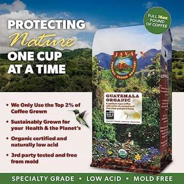 Java Planet Low Acid Guatemalan Organic Coffee Beans Whole Bean