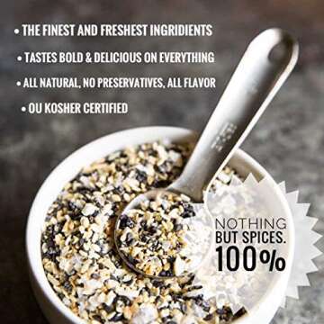 Everything Bagel Seasoning Blend Original XL 10 Ounce Jar - Bagel Allspice, Sesame Seasoning Spice Shaker, Delicious Blend of Sea Salt and Spices Garlic Powder Onion Flakes, Multi seasoning Shaker