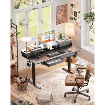 ErGear Standing Desk with Drawers, 55 x 30 Inches Height Adjustable Desk with Storage, Electric Sit ...