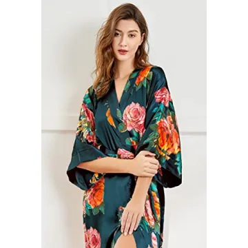 Stylish Floral Kimono Robe for Weddings & Lounging