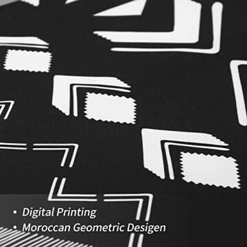 MitoVilla Black Boho Shower Curtain Set, Black White Shower Curtain, Modern Heavy Fabric Shower Curtain for Bathroom Decor, Tribal Geometric Bohemian Shower Curtain, 72 x 72