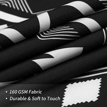 MitoVilla Black Boho Shower Curtain Set, Black White Shower Curtain, Modern Heavy Fabric Shower Curtain for Bathroom Decor, Tribal Geometric Bohemian Shower Curtain, 72 x 72