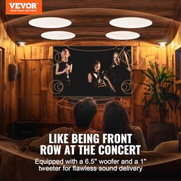 VEVOR 4 PCs 6.5'' Bluetooth Ceiling Speakers, 150W Flush Mount Ceiling & in-Wall Speaker System with...