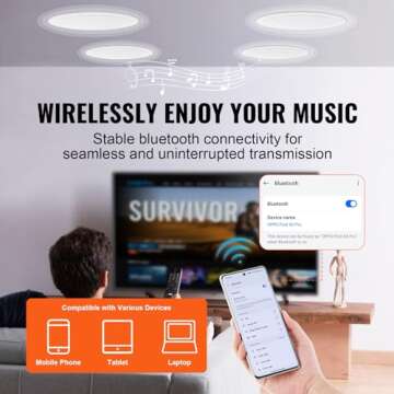 VEVOR 4 PCs 6.5'' Bluetooth Ceiling Speakers, 150W Flush Mount Ceiling & in-Wall Speaker System with 8Ω Impedance 89dB Sensitivity, for Home Kitchen Living Room Bedroom or Covered Outdoor Porches