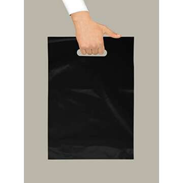 Purple Q Crafts Plastic Bag with Die Cut Handle 9" x 12" Black 100 Pack Plastic Merchandise Bags