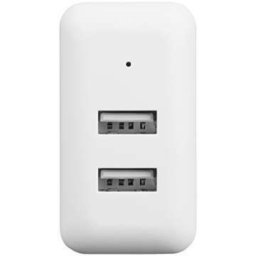 Amazon Basics 24W Two Port USB-A Wall Charger (12W, 2.4A per port) for Phones (iPhone 16/15/14/13/12/11/X, Samsung, and more), non-PPS, White