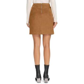 Simplee Women's High Waist Faux Suede Mini Bodycon Skirt