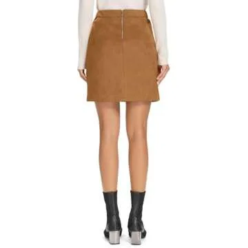 Simplee Women's High Waist Faux Suede Mini Bodycon Skirt