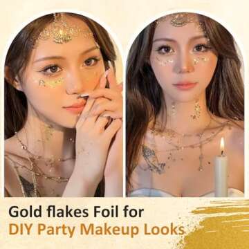 CHMI Gold Foil Flakes for Resin -15g, Jewelry Making, Imitation Gold Foil Flakes Metallic Leaf for Nails, Painting, Crafts, Slime and Resin Jewelry Making (Gold, Silver, Copper Colors)