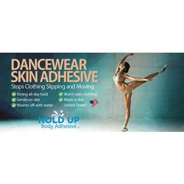 Hold Up Body Adhesive Original - Body Glue for Dancers, Butt Glue for Dancers, Roll On Skin Adhesive for Compression Stockings, Sock Glue, Clothing, Costume, Fashion, Dance, 2 oz. Bottle
