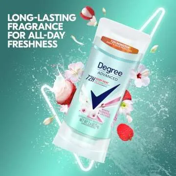 Degree Advanced Protection Antiperspirant Deodorant White Flowers & Lychee for 72-Hour Sweat & Odor Control for Women, with Body Heat Activated Technology, 2.6 oz