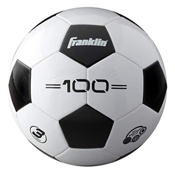 Franklin Sports Size 3 F-100 Soccer Ball - Youth Soccer, White/Black