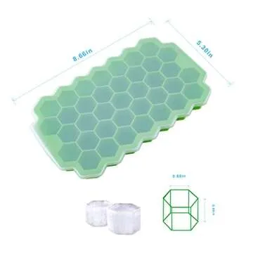 2 PCS Premium Ice Cube Trays, AUSSUA Silicone Ice Cube Molds with Sealing Lid, 74-Ice Trays, Reusabl...