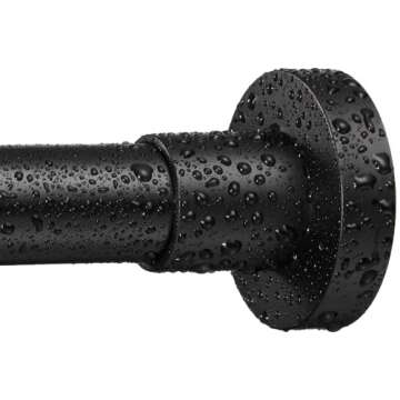 EBOATOP Black Shower Curtain Rod - Never Rust No Drill Non-Slip Spring Tension Shower Rod, 27-43 inches Stainless Steel, Matte Black