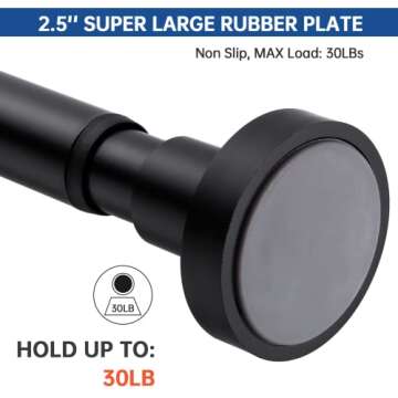 EBOATOP Black Shower Curtain Rod - Never Rust No Drill Non-Slip Spring Tension Shower Rod, 27-43 inches Stainless Steel, Matte Black