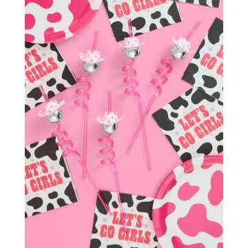 Colorful Disco Cowgirl Reusable Straws - 12 Pack