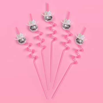 Colorful Disco Cowgirl Reusable Straws - 12 Pack