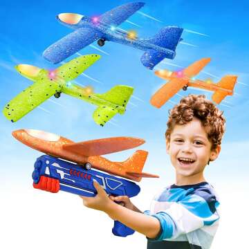 Airplane Launcher Toys for Kids - 3 Pack with LED