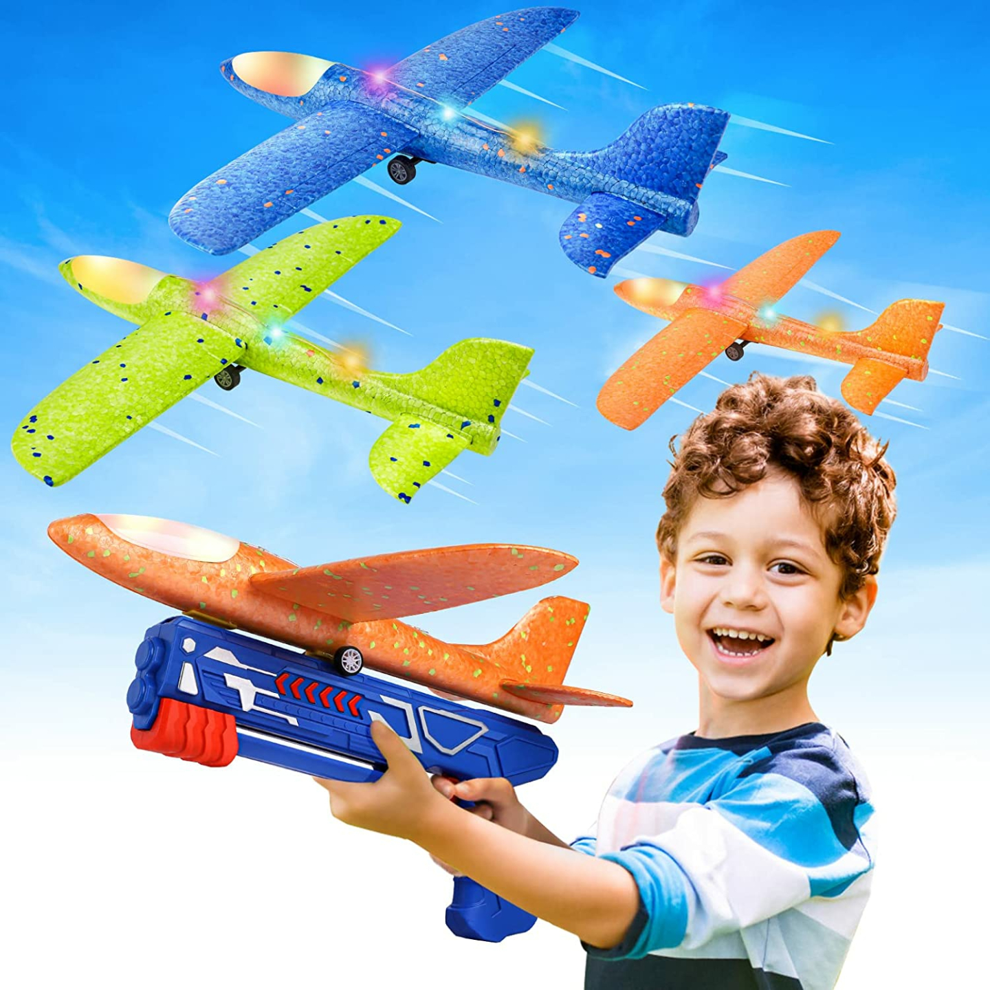 Airplane Launcher Toys for Kids - 3 Pack with LED