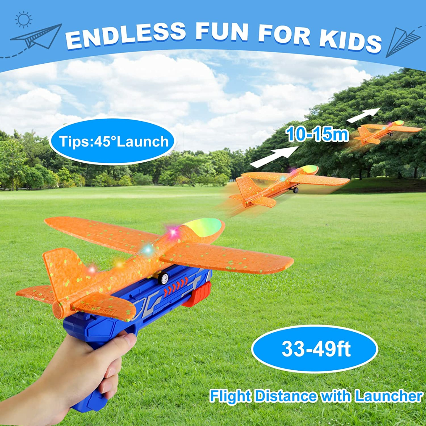 Airplane Launcher Toys for Kids - 3 Pack with LED
