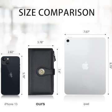 Travelambo Wallets Women RFID Large Capacity Luxury Waxed Leather Clutch Wallet Multi Card Organizer