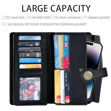 Travelambo Wallets Women RFID Large Capacity Luxury Waxed Leather Clutch Wallet Multi Card Organizer