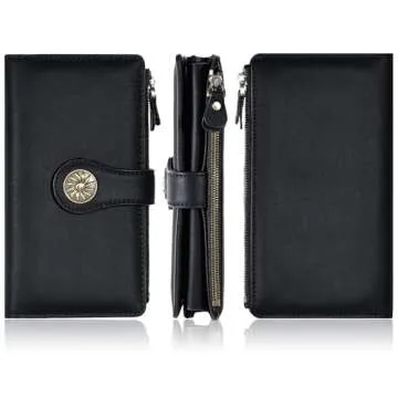 Travelambo Wallets Women RFID Large Capacity Luxury Waxed Leather Clutch Wallet Multi Card Organizer