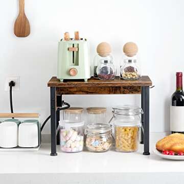 HOOBRO Printer Stand for Desk, Desktop Printer Stand with Charging Station, Small Printer Table with Storage Hook, Under Desk Printer Cart, File Rack for Home Office BF01UPS01