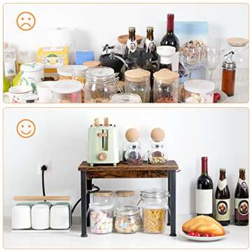 HOOBRO Printer Stand for Desk, Desktop Printer Stand with Charging Station, Small Printer Table with Storage Hook, Under Desk Printer Cart, File Rack for Home Office BF01UPS01