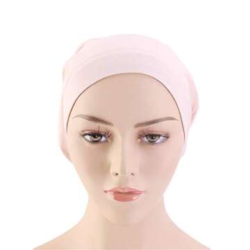 Premium Sleep Cap Beanie Slap Hat Satin Turban Cotton Turban Satin Silk Lined Cotton Outer Chemo Caps (Shell Pink)