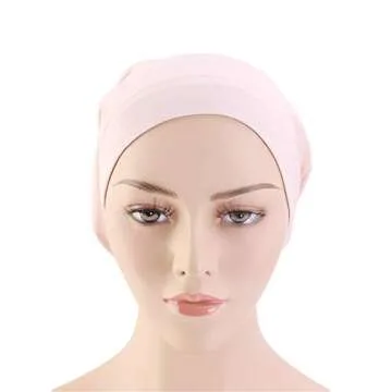 Premium Sleep Cap Beanie Slap Hat Satin Turban Cotton Turban Satin Silk Lined Cotton Outer Chemo Caps (Shell Pink)