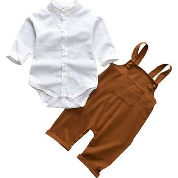 Unistylo Brown & White Suspenders for Baby Boys