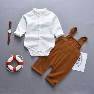 Unistylo Brown & White Suspenders for Baby Boys