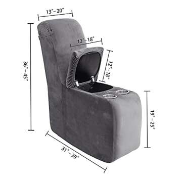 ULTICOR 7-Piece L Shape Sectional Recliner Sofa Covers, Velvet Stretch Reclining Couch Covers for Reclining L Shape Sofa, Thick, Soft, Washable (Taupe, 1 Console Cover)