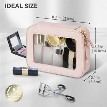 Prite Clear Makeup Bag Cosmetic Organizer Case Waterproof Travel Toiletry Bag Skincare Pouch with Go...