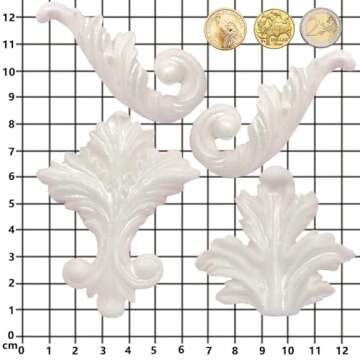 Funshowcase 4 Cavity Vintage Curlicue Lace and Scroll Silicone Mold for Cake Border Cupcake Topper Decoration, Sugar paste, Chocolate, Fondant, Resin, Polymer Clay Projects