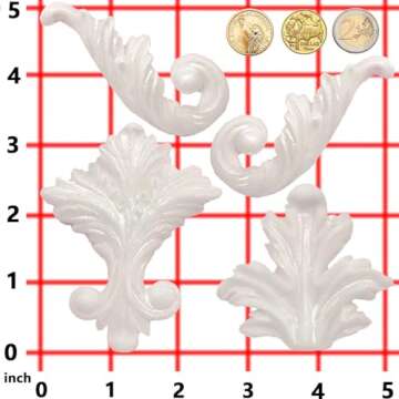 Funshowcase 4 Cavity Vintage Curlicue Lace and Scroll Silicone Mold for Cake Border Cupcake Topper Decoration, Sugar paste, Chocolate, Fondant, Resin, Polymer Clay Projects