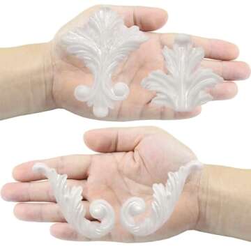 Funshowcase 4 Cavity Vintage Curlicue Lace and Scroll Silicone Mold for Cake Border Cupcake Topper Decoration, Sugar paste, Chocolate, Fondant, Resin, Polymer Clay Projects