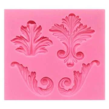 Funshowcase 4 Cavity Vintage Curlicue Lace and Scroll Silicone Mold for Cake Border Cupcake Topper Decoration, Sugar paste, Chocolate, Fondant, Resin, Polymer Clay Projects