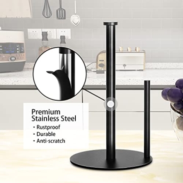Stylish Black Paper Towel Holder for Kitchen & Bathroom