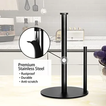 Stylish Black Paper Towel Holder for Kitchen & Bathroom